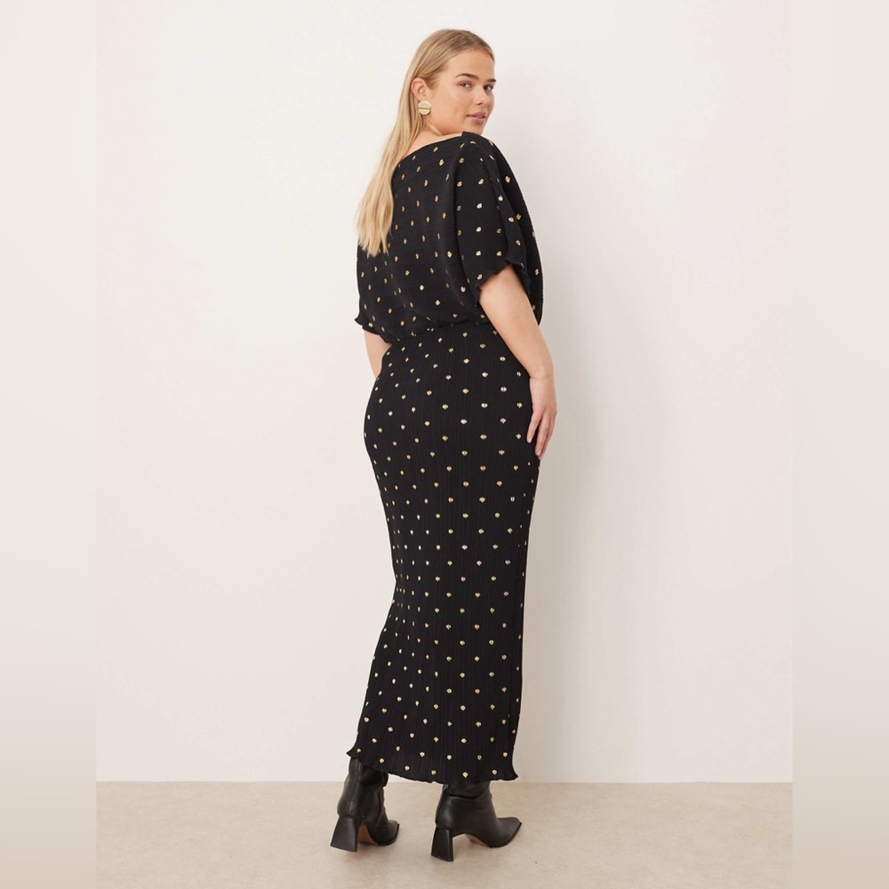 Never Fully Dressed Black Midi Dress with Gold Dot Print - Picture 4 of 16